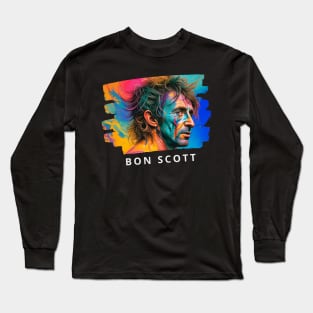 vector art a colorful paint illustration of Bon Scott Long Sleeve T-Shirt